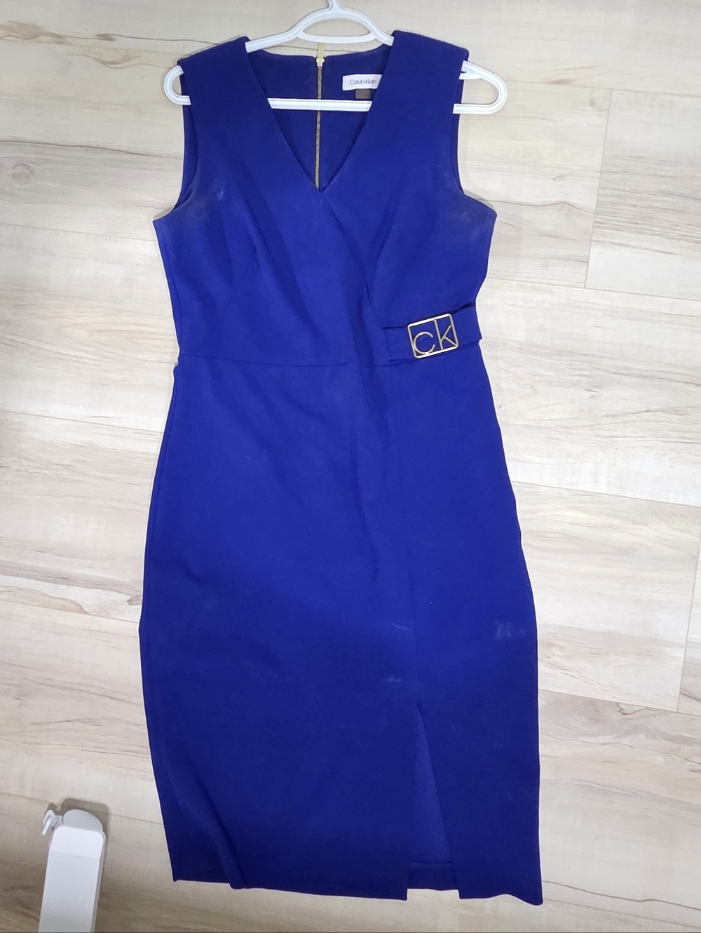 Calvin Klein Sleeveless V-Neck Royal Blue Sheath Dress
